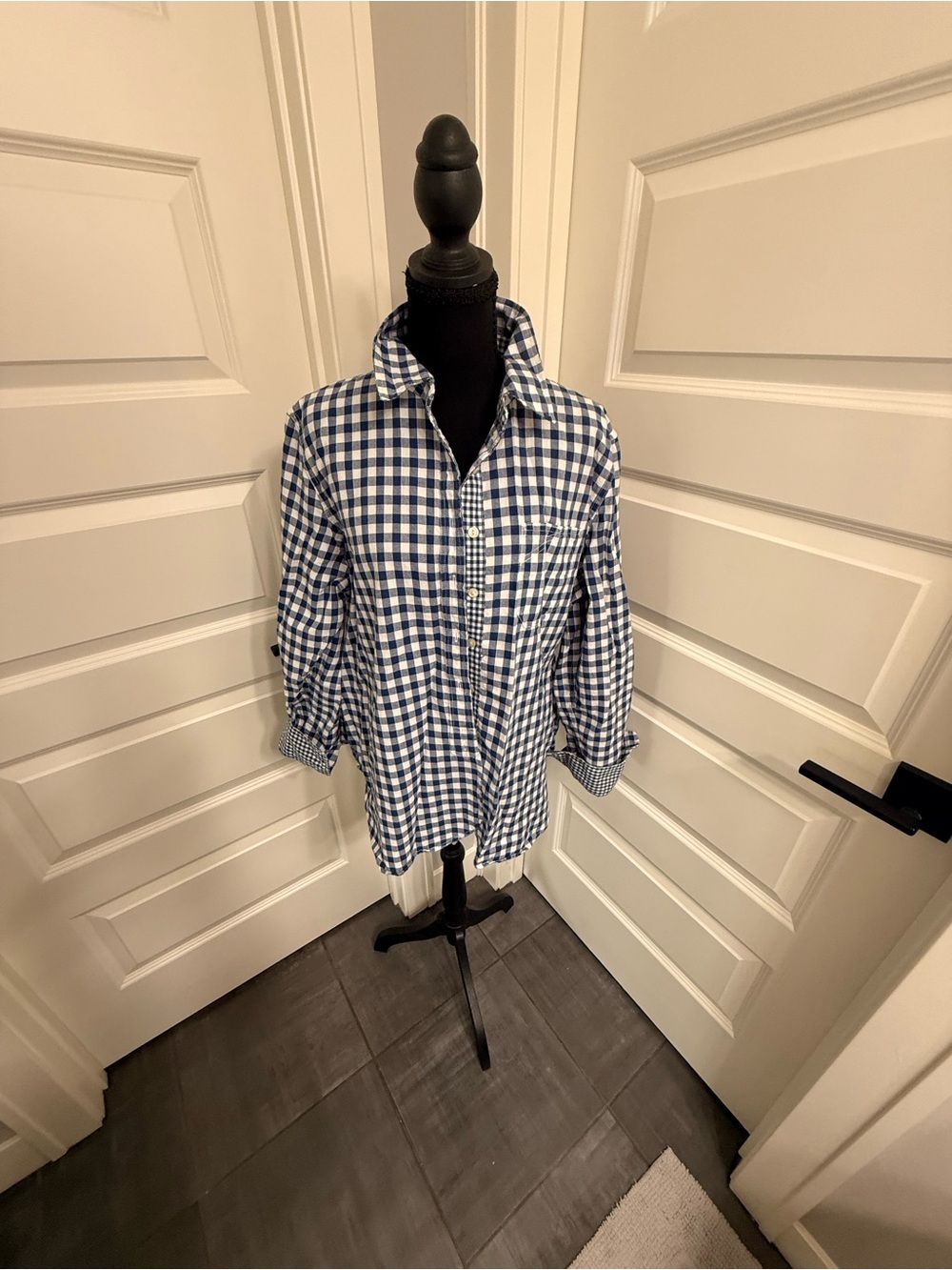 Ralph Lauren Navy and White Gingham Button-Down Shirt